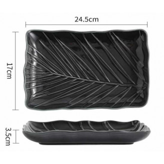 Блюдо прямоугольное Limited Edition LEAF BLACK 24,5х17см B010786