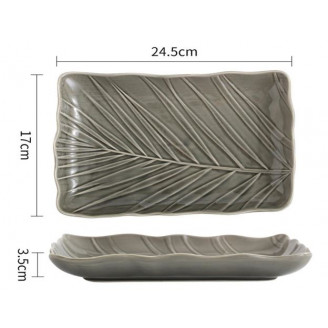Блюдо прямоугольное Limited Edition LEAF GREY 24,5х17см B010787