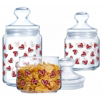 Набор банок для сыпучих Luminarc Club LOVE BLUSH - 3пр X2218