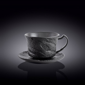 Чашка чайная с блюдцем WILMAX SLATESTONE BLACK 300 мл WL-661153 / A