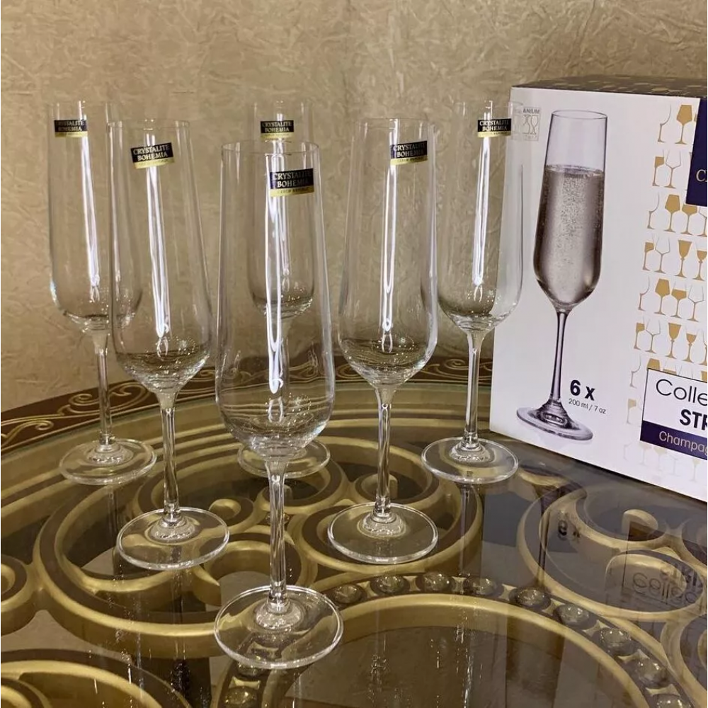 Набор бокалов для шампанского Bohemia Strix 200мл-6шт b1SF73-409293