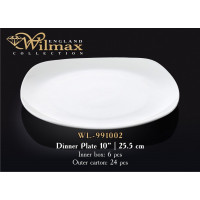 Тарілка обідня квадратна Wilmax 25,5 см WL-991002 / A