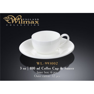 Чашка кофейная&блюдце Wilmax 100 мл WL-993002 / AB