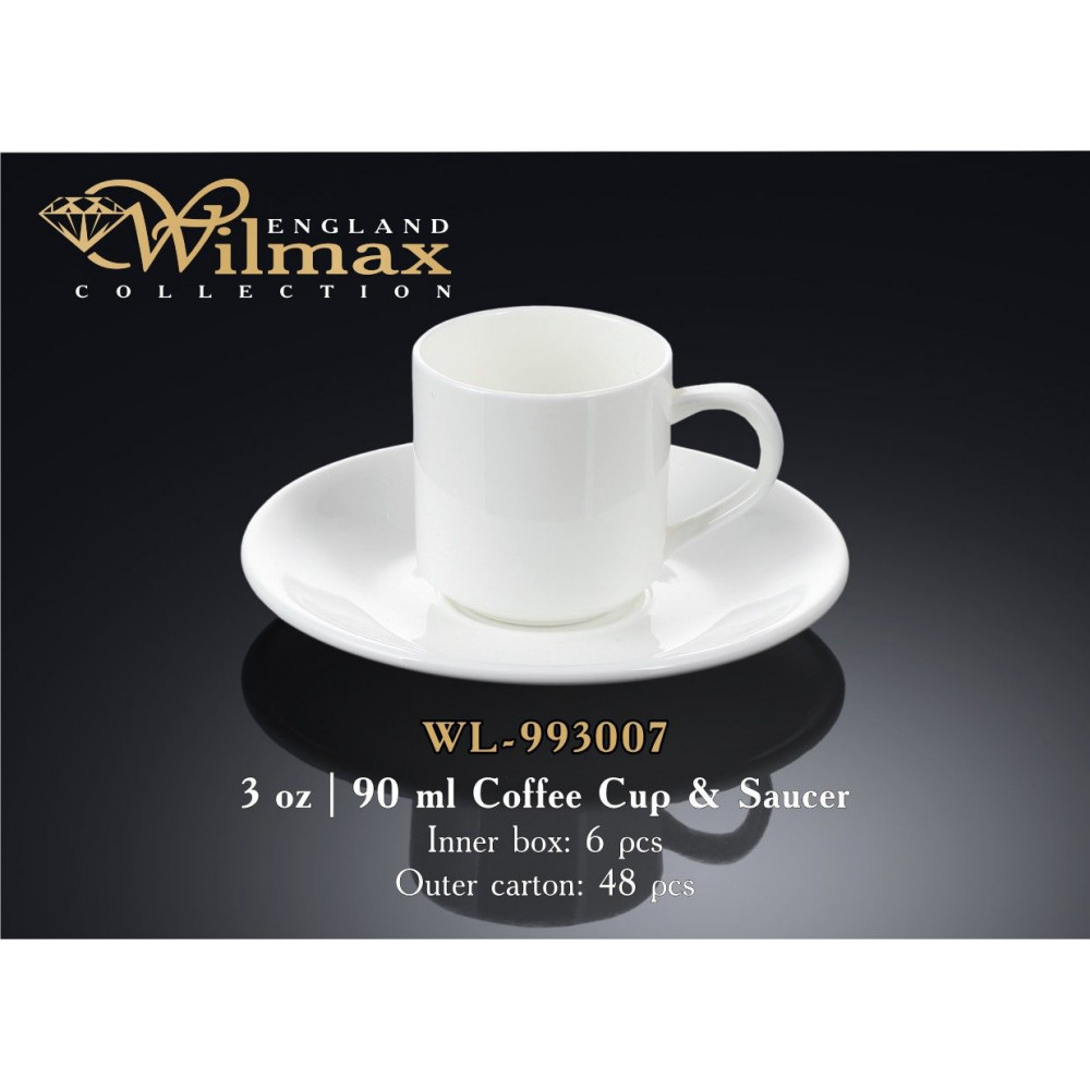 Чашка кофейная&блюдце Wilmax 90 мл WL-993007 / AB