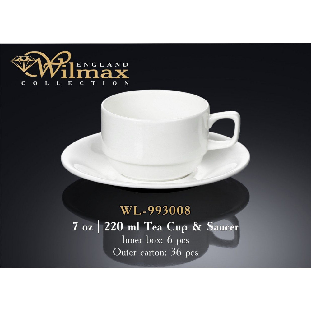 Чашка чайная&блюдце Wilmax 220 мл WL-993008 / AB