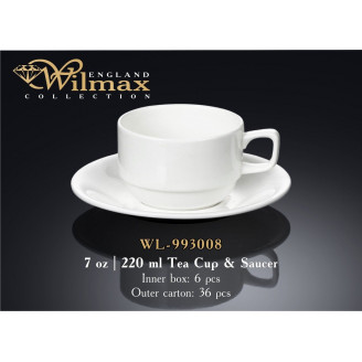 Чашка чайная&блюдце Wilmax 220 мл WL-993008 / AB
