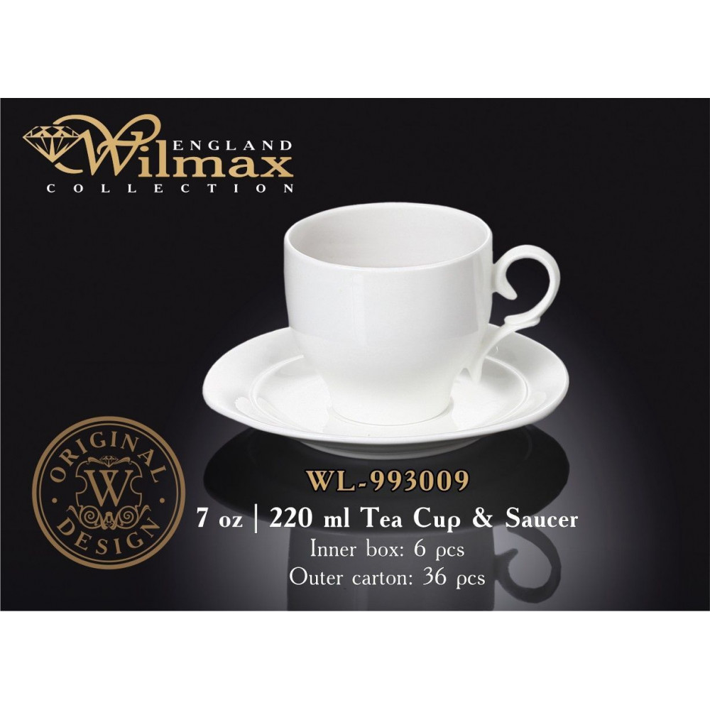 Чашка чайна з блюдцем Wilmax 220 мл WL-993009 / AB
