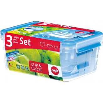 Набор из 3х контейнеров Emsa CLIP&CLOSE 3D 1л; 2,3л; 3,7л
