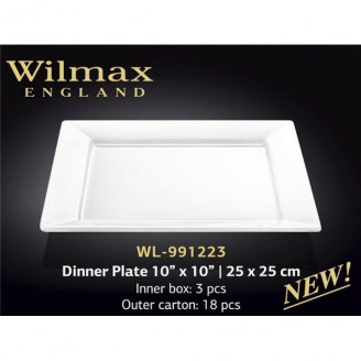 Тарелка обеденная квадратная Wilmax 25 Х 25 см WL-991223 / A