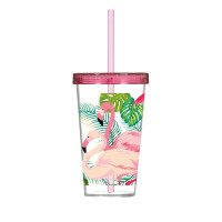 Стакан с трубочкой HEREVIN FLAMINGO 660мл 161448-003
