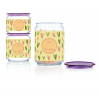 Набор банок для сыпучих Luminarc PLANO COLORFUL HEARTS 3пр P9214