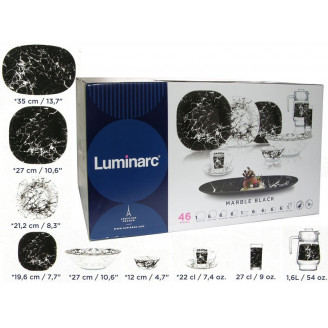 Сервиз столовый Luminarc Marble Black 46пр. Q0056